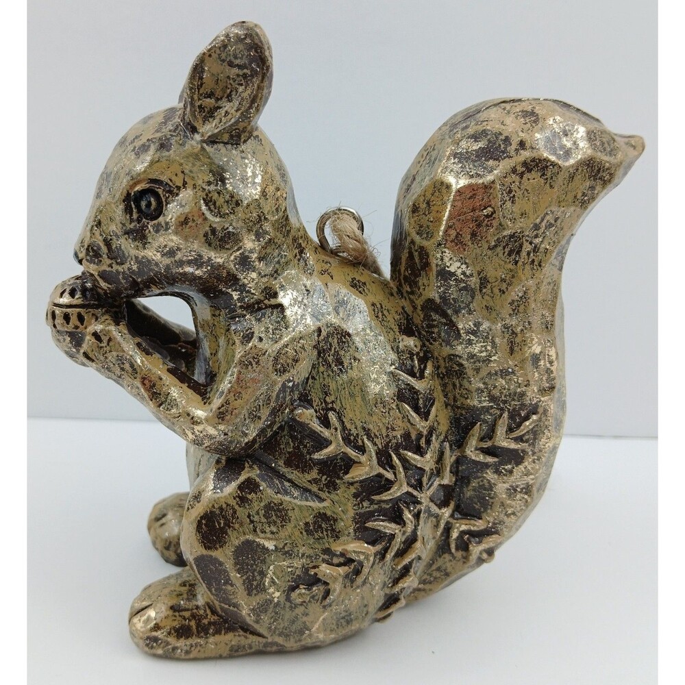 Christmas Ornament Squirrel Acorn Snowflake Brown Resin Animal Wildlife Durable